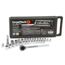 Great Neck 1/4 And 3/8 In. Drive Metric And SAE Ratchet And Socket Set