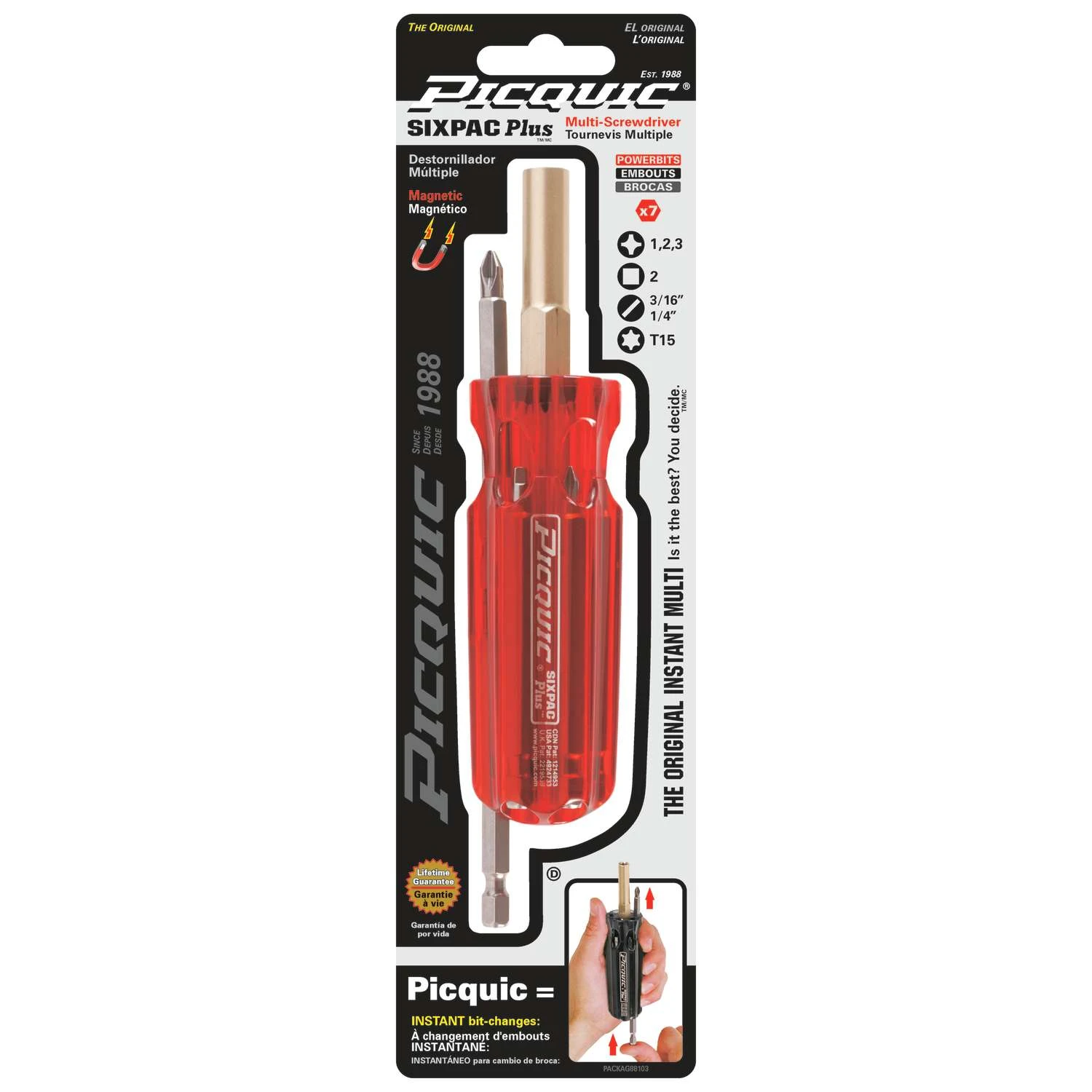 Picquic SIXPAC Plus Multi-Bit Screwdriver 6 In. 7 Pc 3 Picquic SIXPAC Plus Multi-Bit Screwdriver 6 In. 7 Pc