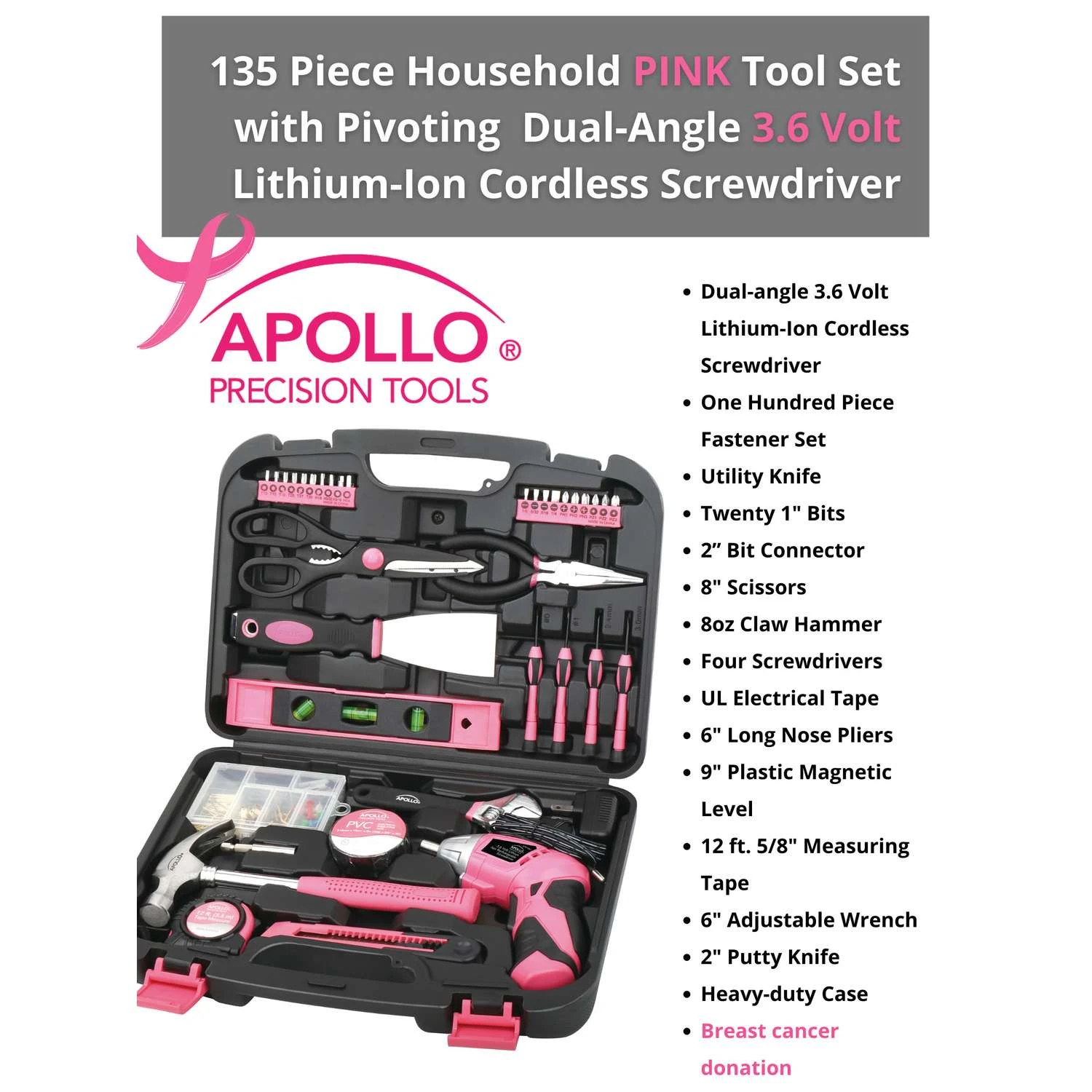 Apollo Tools Household Tool Kit 135 Pc 7 Apollo Tools Household Tool Kit 135 Pc - Image 5