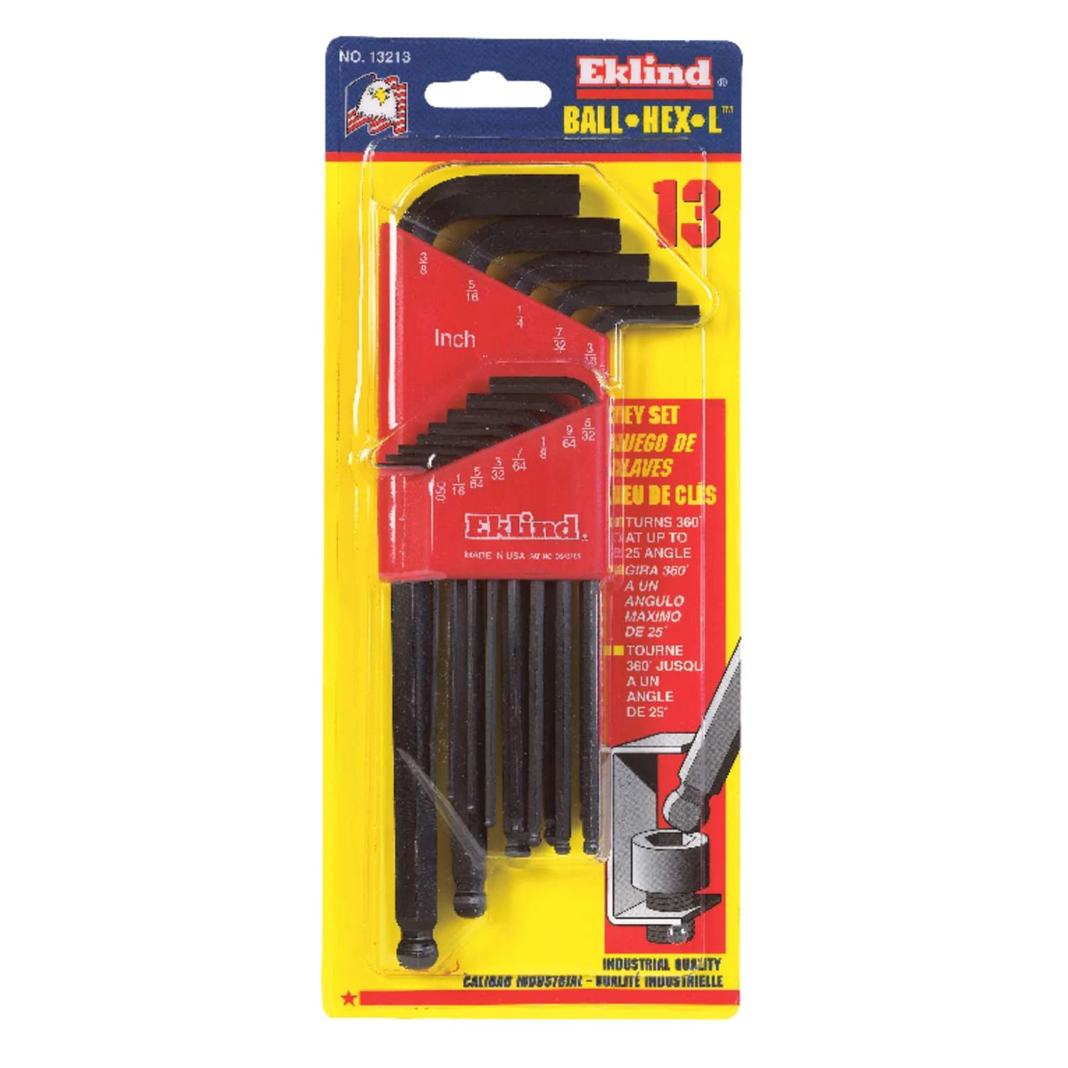 Eklind Ball-Hex-L SAE Long Arm Ball End Hex L-Key Set 13 Pc 3 Eklind Ball-Hex-L SAE Long Arm Ball End Hex L-Key Set 13 Pc